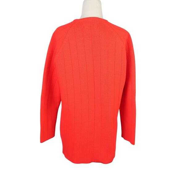 Vintage 70s Vibrant Red Acrylic Knit Button Front Cardigan Sweater L - Picture 4 of 5